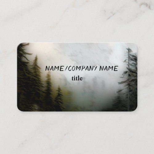 mountain pines with fog nature photo art business card
