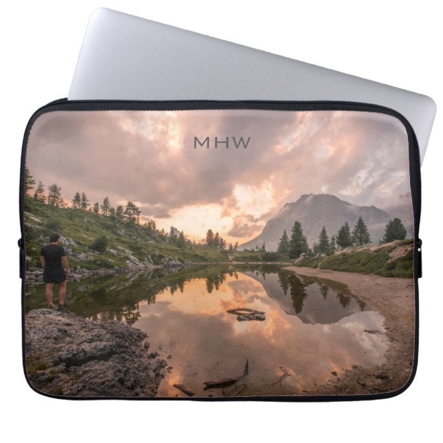 Mountain Pond custom monogram laptop sleeves (Front)