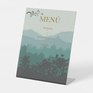 'Mountain Profile' Wedding Vertical Menu Pedestal Sign