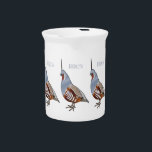 Mountain quail bird cartoon illustration beverage pitcher<br><div class="desc">Mountain quail bird cartoon illustration</div>