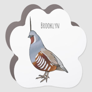 Mountain quail bird cartoon illustration  car magnet