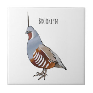 Mountain quail bird cartoon illustration ceramic tile