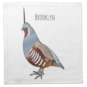 Mountain quail bird cartoon illustration cloth napkin