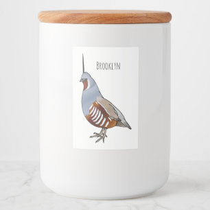 Mountain quail bird cartoon illustration food label