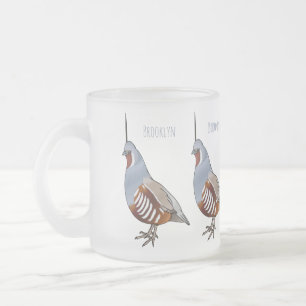 Mountain quail bird cartoon illustration frosted glass coffee mug