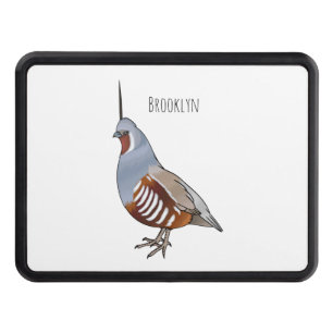Mountain quail bird cartoon illustration hitch cover