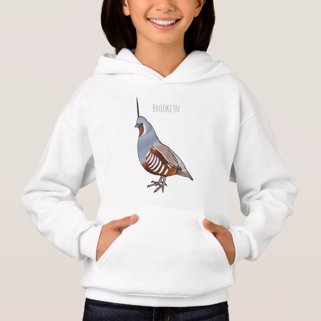 Mountain quail bird cartoon illustration  hoodie (Front)