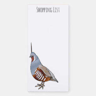 Mountain quail bird cartoon illustration  magnetic notepad