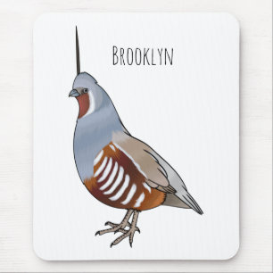 Mountain quail bird cartoon illustration mouse pad