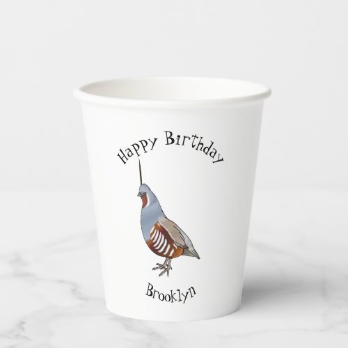 Mountain quail bird cartoon illustration paper cups