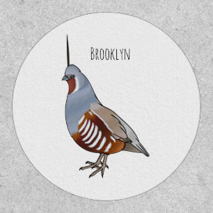 Mountain quail bird cartoon illustration patch