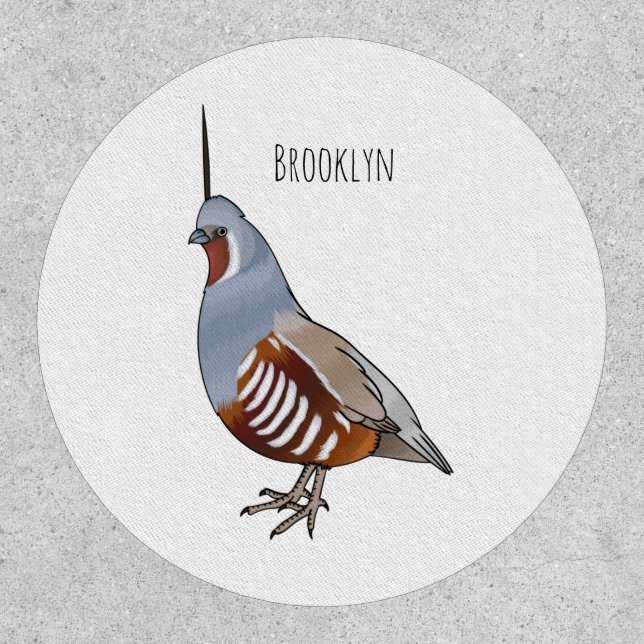 Mountain quail bird cartoon illustration  patch (Front)