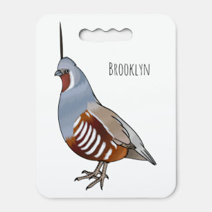 Mountain quail bird cartoon illustration  seat cushion