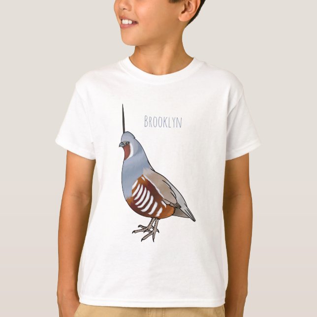 Mountain quail bird cartoon illustration  T-Shirt (Front)