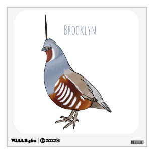 Mountain quail bird cartoon illustration wall decal