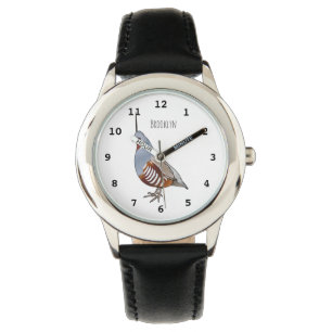 Mountain quail bird cartoon illustration watch