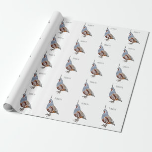 Mountain quail bird cartoon illustration wrapping paper