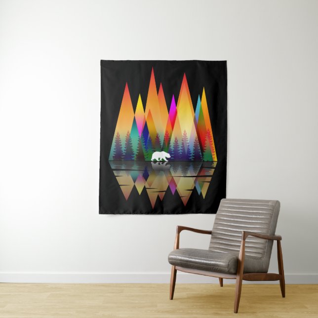 MOUNTAIN RAINBOW BEAR TAPESTRY (In Situ)
