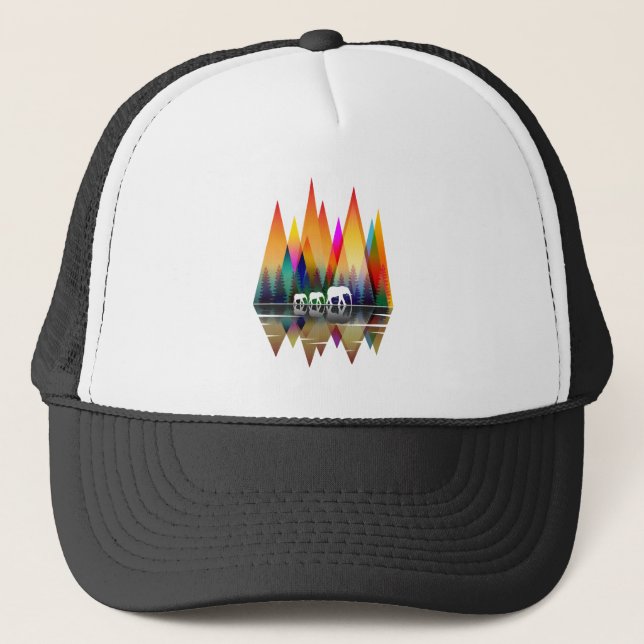 MOUNTAIN RAINBOW ELEPHANT TRUCKER HAT (Front)