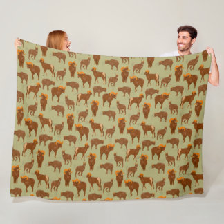 Mountain Rams Bighorn Sheep Rustic Pattern Fleece Blanket
