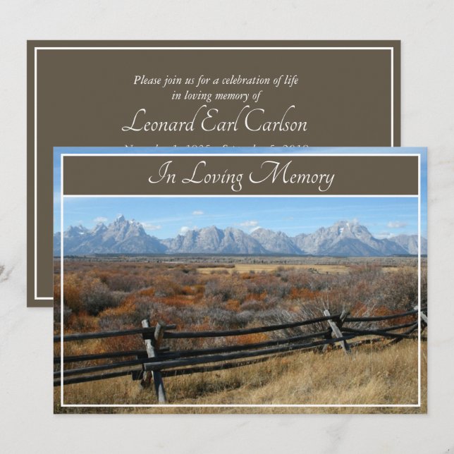 Mountain Ranch Memorial Service Funeral Invitation (Front/Back)