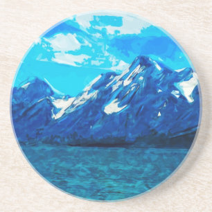 Mountain Range Abstract Impressionism Coaster