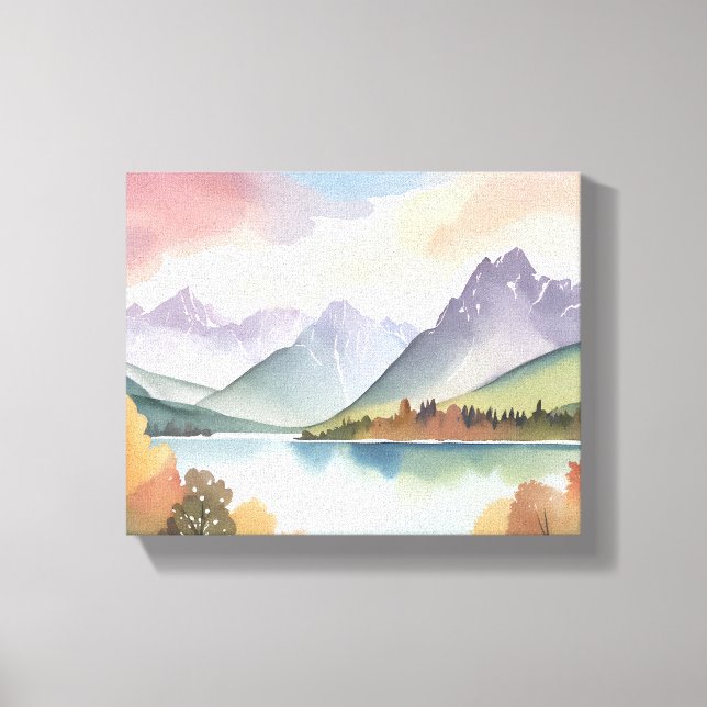 Mountain Range | Airy Nature Watercolor Landscape Canvas Print (Front)