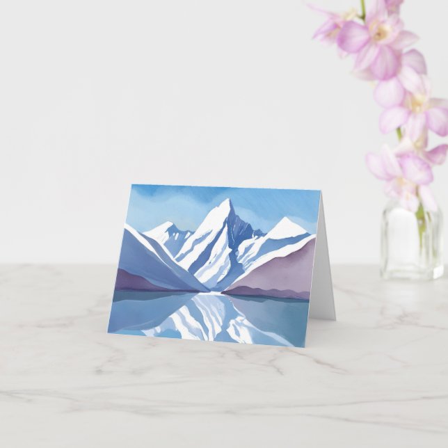 Mountain Range | Blue Watercolor Landscape Card (Orchid)
