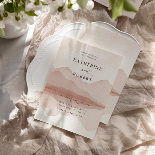 Mountain Range Blush Destination Wedding Invitation