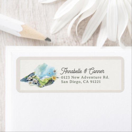 Mountain Range Couples Shower Return Address Label