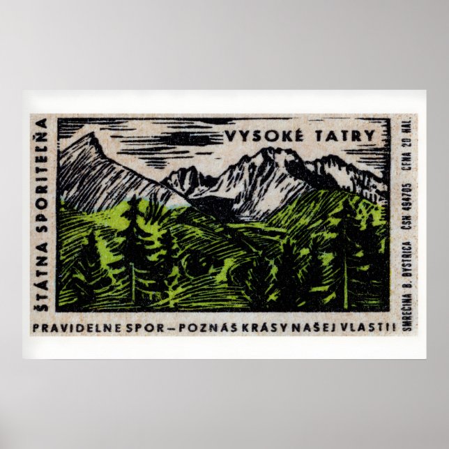 Mountain Range Czechoslovakia Mid-Century Poster (Front)