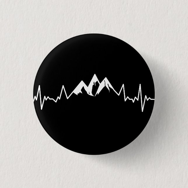 Mountain Range Heartbeat Pulse Line Button (Front)