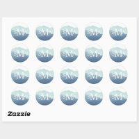 Monogram Decorative Name Blue Envelope Seals, Zazzle