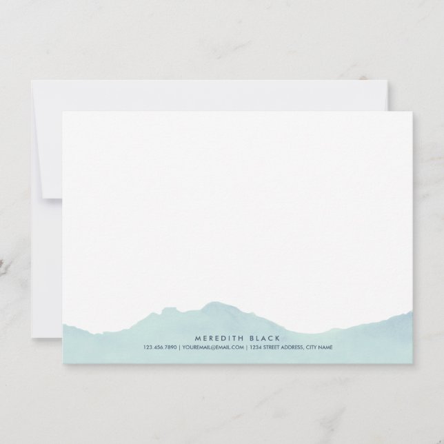 Mountain Range Personalized Stationery Flat Cards (Front)