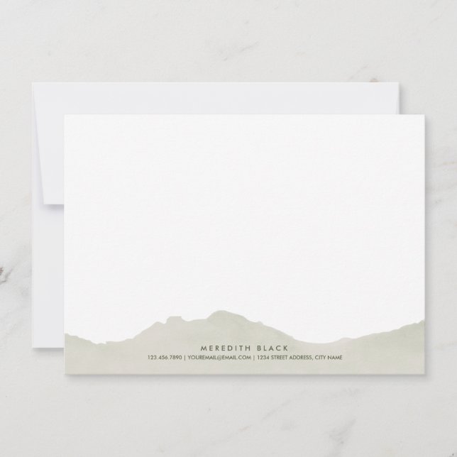 Mountain Range Personalized Stationery Flat Cards (Front)