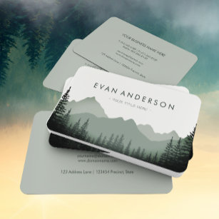 Mountain Range Pine Trees in Shades of Sage  Business Card
