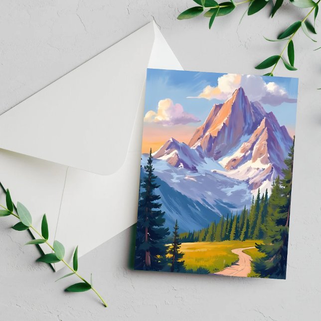 Mountain Range Watercolor Nature Painting Card (Creator Uploaded)