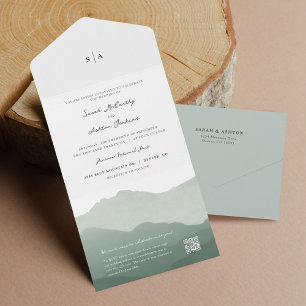 Mountain Range Wedding All In One Invitation