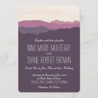 "Mountain Range" Wedding Invitation 5"x7" Purple