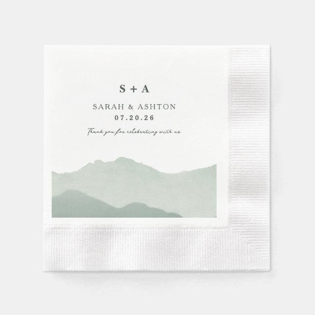 Mountain Range Wedding Napkins (Front)