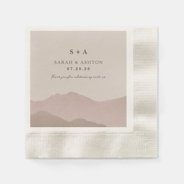 Mountain Range Wedding Napkins (Front)