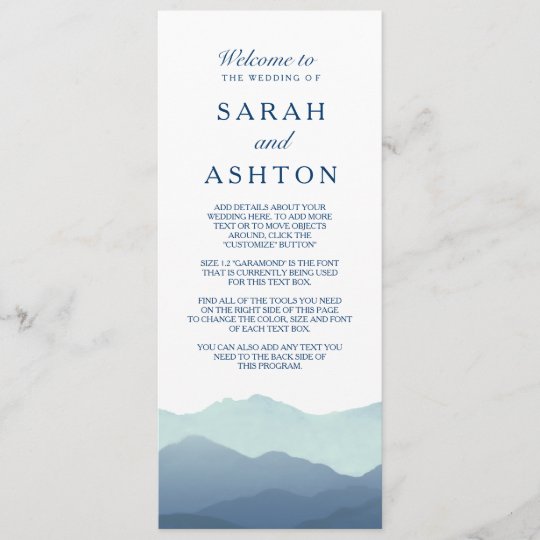 Mountain Range Wedding Program Zazzle Com