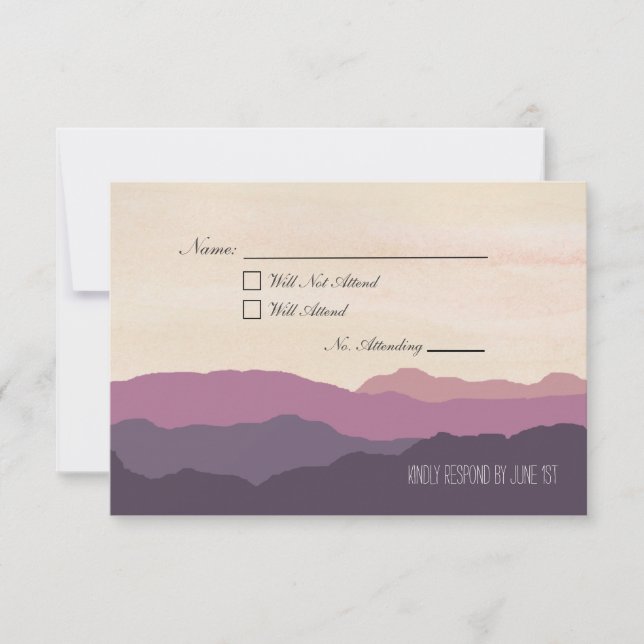 "Mountain Range" Wedding RSVP Postcard 3.5"x5" (Front)