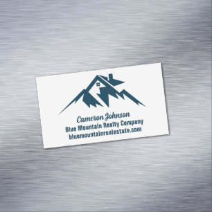 Mountain Real Estate Company Custom Blue White Business Card Magnet