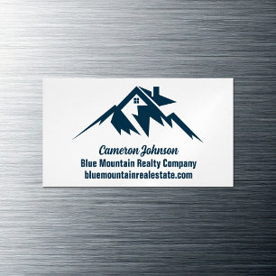 Mountain Real Estate Company Custom Blue White Business Card Magnet