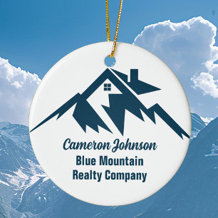 Mountain Real Estate Company Custom Christmas Ceramic Ornament