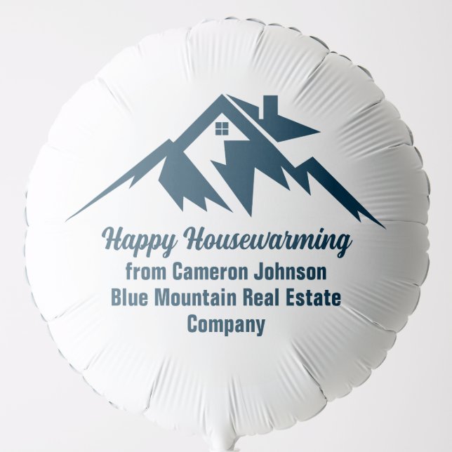 Mountain Real Estate Company Custom Housewarming Balloon (Front)