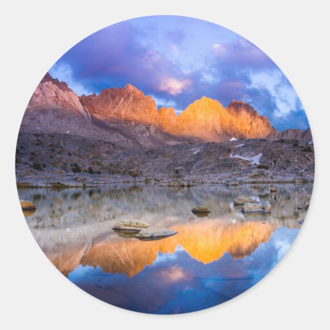 Mountain reflection, California Classic Round Sticker (Front)