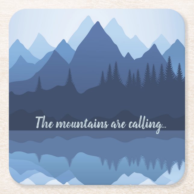 Mountain Reflections Design Paper Coaster (Front)