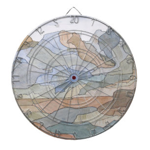 Mountain Regions Watercolor Line Art Print Dart Board